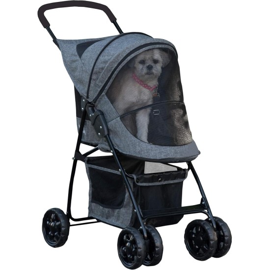 Pet Gear Happy Trails Pet Stroller for Cats/Dogs, Easy One-Hand Fold with Removable Liner, Storage Basket, Mesh Ventilation Pet Gear Happy Trails Pet Stroller for Cats/Dogs, Easy One-Hand Fold with Removable Liner, Storage Basket, Mesh Ventilation