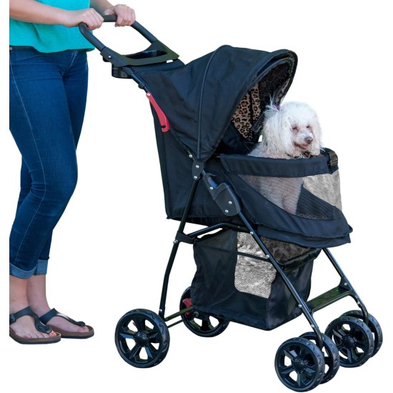 Pet Gear No-Zip Happy Trails Lite Pet Stroller, Zipperless Entry, Jaguar