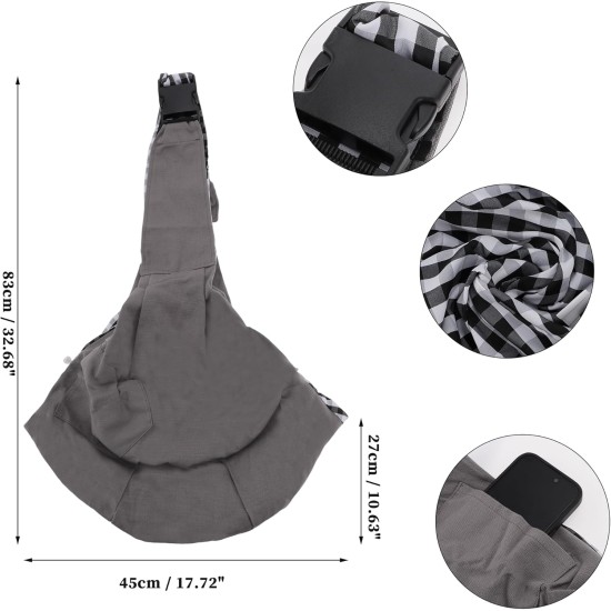 Pet Sling Carrier, Adjustable Pet Carrier for Daily Walking, Grey Black Pet Sling Carrier, Adjustable Pet Carrier for Daily Walking, Grey Black
