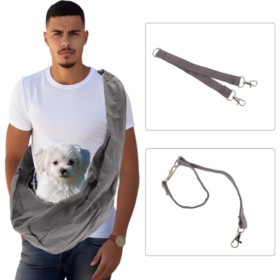 Pet Sling Carrier, Adjustable Pet Carrier for Daily Walking, Grey Black Pet Sling Carrier, Adjustable Pet Carrier for Daily Walking, Grey Black