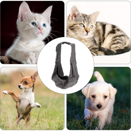 Pet Sling Carrier, Adjustable Pet Carrier for Daily Walking, Grey Black Pet Sling Carrier, Adjustable Pet Carrier for Daily Walking, Grey Black