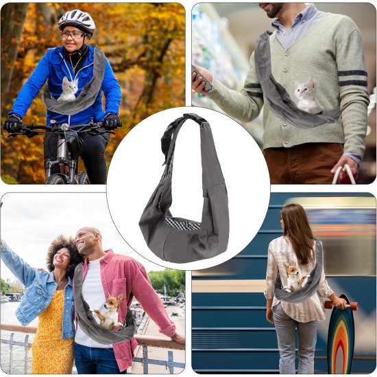 Pet Sling Carrier, Adjustable Pet Carrier for Daily Walking, Grey Black Pet Sling Carrier, Adjustable Pet Carrier for Daily Walking, Grey Black