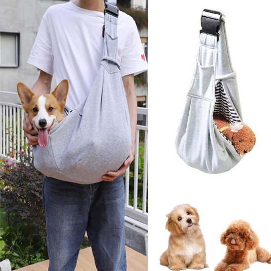 Pet Sling Carrier, Hand Free Pet Carrier, Dog Towel with Adjustable Shoulder Strap for Small, Medium Cats and Dogs (Grey) Pet Sling Carrier, Hand Free Pet Carrier, Dog Towel with Adjustable Shoulder Strap for Small, Medium Cats and Dogs (Grey)