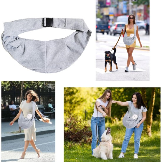 Pet Sling Carrier, Hand Free Pet Carrier, Dog Towel with Adjustable Shoulder Strap for Small, Medium Cats and Dogs (Grey) Pet Sling Carrier, Hand Free Pet Carrier, Dog Towel with Adjustable Shoulder Strap for Small, Medium Cats and Dogs (Grey)