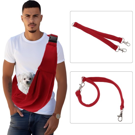 Pet Sling Carrier, Verstellbare Haustier-Tragetasche für Katzen und kleine Hunde, Rot Pet Sling Carrier, Verstellbare Haustier-Tragetasche für Katzen und kleine Hunde, Rot