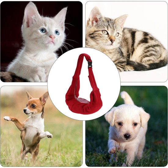Pet Sling Carrier, Verstellbare Haustier-Tragetasche für Katzen und kleine Hunde, Rot Pet Sling Carrier, Verstellbare Haustier-Tragetasche für Katzen und kleine Hunde, Rot