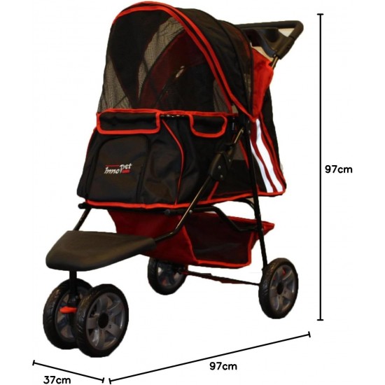 Pet Stroller ALL Terrain, IPS-01 Red/Black, dog carrier, trolley, Trailer, Innopet, Buggy. Foldable pet buggy, pushchair, pram for dogs and cats Pet Stroller ALL Terrain, IPS-01 Red/Black, dog carrier, trolley, Trailer, Innopet, Buggy. Foldable pet buggy, pushchair, pram for dogs and cats