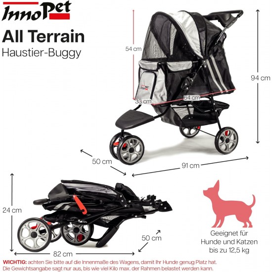 Pet Stroller ALL Terrain, IPS-01 Red/Black, dog carrier, trolley, Trailer, Innopet, Buggy. Foldable pet buggy, pushchair, pram for dogs and cats Pet Stroller ALL Terrain, IPS-01 Red/Black, dog carrier, trolley, Trailer, Innopet, Buggy. Foldable pet buggy, pushchair, pram for dogs and cats
