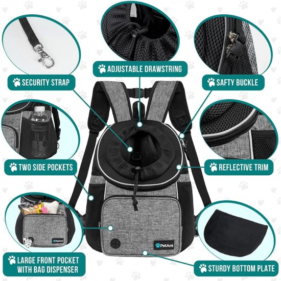 PetAmi Dog Carrier Front Adjustable Backpack for Dogs Pet Cats Chest Bag Ventilated for Hiking Camping Travel Small Medium Dogs Puppies Max 10 lbs Black PetAmi Dog Carrier Front Adjustable Backpack for Dogs Pet Cats Chest Bag Ventilated for Hiking Camping Travel Small Medium Dogs Puppies Max 10 lbs Black