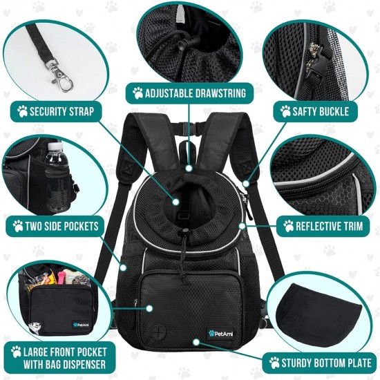 PetAmi Dog Carrier Front Adjustable Backpack for Dogs Pet Cats Chest Bag Ventilated for Hiking Camping Travel Small Medium Dogs Puppies Max 10 lbs Black PetAmi Dog Carrier Front Adjustable Backpack for Dogs Pet Cats Chest Bag Ventilated for Hiking Camping Travel Small Medium Dogs Puppies Max 10 lbs Black