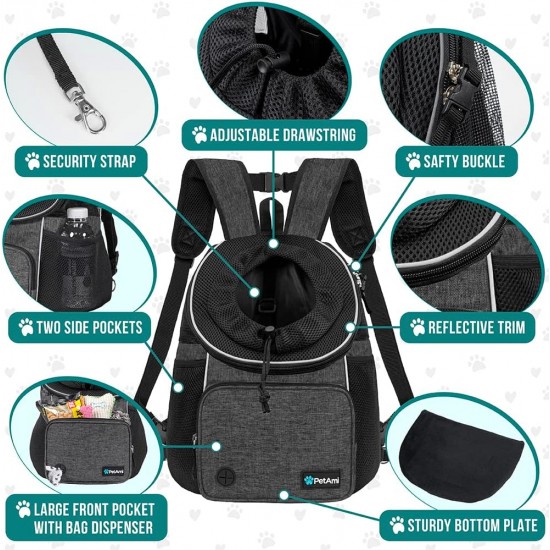 PetAmi Dog Carrier Front Adjustable Backpack for Dogs Pet Cats Chest Bag Ventilated for Hiking Camping Travel Small Medium Dogs Puppies Max 10 lbs Black PetAmi Dog Carrier Front Adjustable Backpack for Dogs Pet Cats Chest Bag Ventilated for Hiking Camping Travel Small Medium Dogs Puppies Max 10 lbs Black