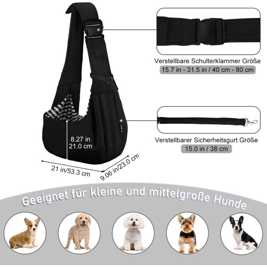 PetLoft Dog Carrier Sling Reversible Small Dog Carrier Reversible Pet Carrier Handsfree Cross-Body Carrier with Collar for Dog/Cat/Rabbit, Black PetLoft Dog Carrier Sling Reversible Small Dog Carrier Reversible Pet Carrier Handsfree Cross-Body Carrier with Collar for Dog/Cat/Rabbit, Black