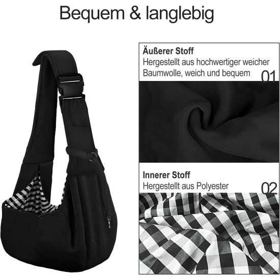 PetLoft Dog Carrier Sling Reversible Small Dog Carrier Reversible Pet Carrier Handsfree Cross-Body Carrier with Collar for Dog/Cat/Rabbit, Black PetLoft Dog Carrier Sling Reversible Small Dog Carrier Reversible Pet Carrier Handsfree Cross-Body Carrier with Collar for Dog/Cat/Rabbit, Black