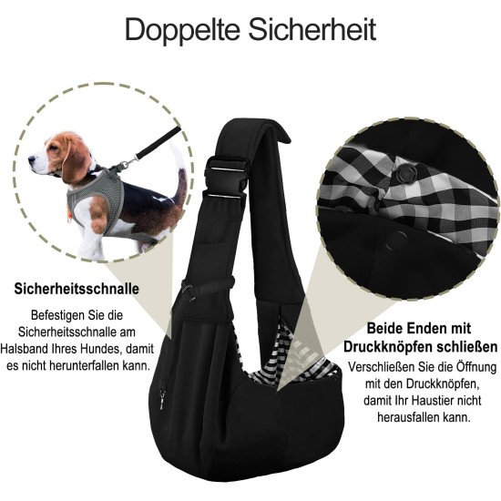 PetLoft Dog Carrier Sling Reversible Small Dog Carrier Reversible Pet Carrier Handsfree Cross-Body Carrier with Collar for Dog/Cat/Rabbit, Black PetLoft Dog Carrier Sling Reversible Small Dog Carrier Reversible Pet Carrier Handsfree Cross-Body Carrier with Collar for Dog/Cat/Rabbit, Black