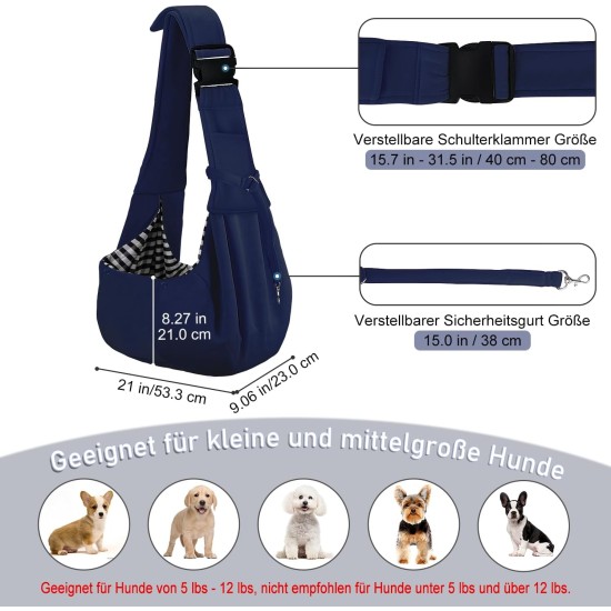 PetLoft Dog Carrier Sling Reversible Small Dog Carrier Reversible Pet Carrier Handsfree Cross-Body Carrier with Collar for Dog/Cat/Rabbit, Black PetLoft Dog Carrier Sling Reversible Small Dog Carrier Reversible Pet Carrier Handsfree Cross-Body Carrier with Collar for Dog/Cat/Rabbit, Black