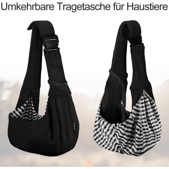 PetLoft Dog Carrier Sling Reversible Small Dog Carrier Reversible Pet Carrier Handsfree Cross-Body Carrier with Collar for Dog/Cat/Rabbit, Black PetLoft Dog Carrier Sling Reversible Small Dog Carrier Reversible Pet Carrier Handsfree Cross-Body Carrier with Collar for Dog/Cat/Rabbit, Black
