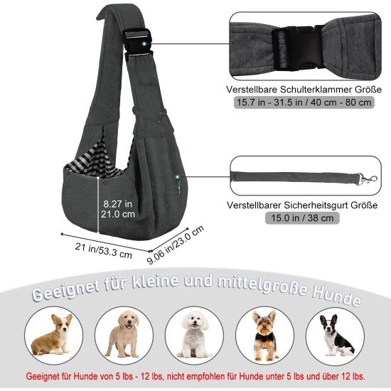 PetLoft Dog Carrier Sling Reversible Small Dog Carrier Reversible Pet Carrier Handsfree Cross-Body Carrier with Collar for Dog/Cat/Rabbit, Black PetLoft Dog Carrier Sling Reversible Small Dog Carrier Reversible Pet Carrier Handsfree Cross-Body Carrier with Collar for Dog/Cat/Rabbit, Black