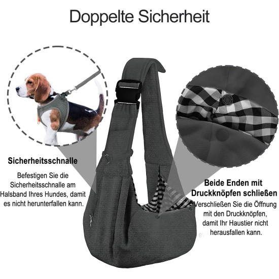 PetLoft Dog Carrier Sling Reversible Small Dog Carrier Reversible Pet Carrier Handsfree Cross-Body Carrier with Collar for Dog/Cat/Rabbit, Black PetLoft Dog Carrier Sling Reversible Small Dog Carrier Reversible Pet Carrier Handsfree Cross-Body Carrier with Collar for Dog/Cat/Rabbit, Black