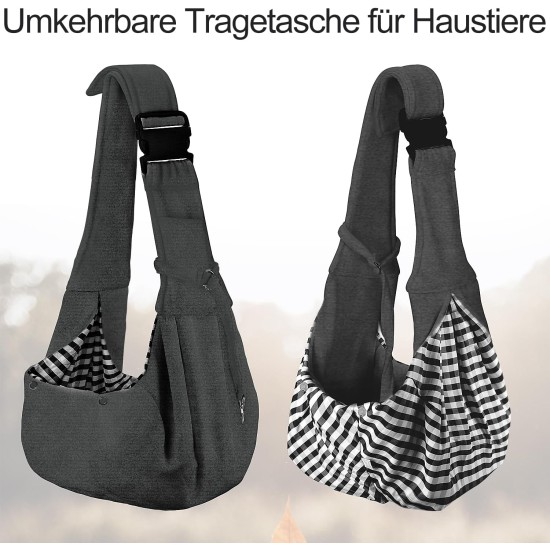 PetLoft Dog Carrier Sling Reversible Small Dog Carrier Reversible Pet Carrier Handsfree Cross-Body Carrier with Collar for Dog/Cat/Rabbit, Black PetLoft Dog Carrier Sling Reversible Small Dog Carrier Reversible Pet Carrier Handsfree Cross-Body Carrier with Collar for Dog/Cat/Rabbit, Black
