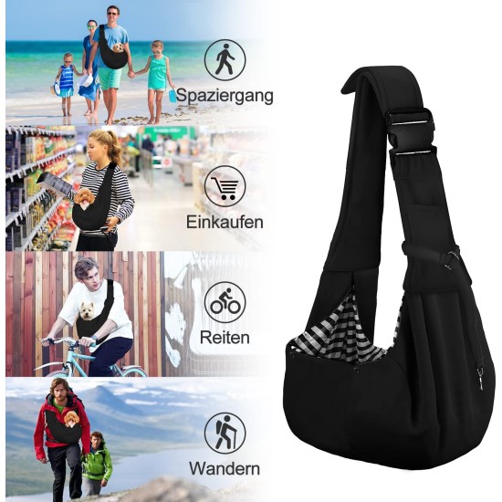 PetLoft Dog Carrier Sling Reversible Small Dog Carrier Reversible Pet Carrier Handsfree Cross-Body Carrier with Collar for Dog/Cat/Rabbit, Black PetLoft Dog Carrier Sling Reversible Small Dog Carrier Reversible Pet Carrier Handsfree Cross-Body Carrier with Collar for Dog/Cat/Rabbit, Black