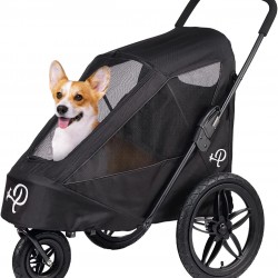 Petique Breeze Large Dog Buggy, Convertible Bicycle Trailer for Dogs with Pneumatic Tyres, Black Petique Breeze Large Dog Buggy, Convertible Bicycle Trailer for Dogs with Pneumatic Tyres, Black