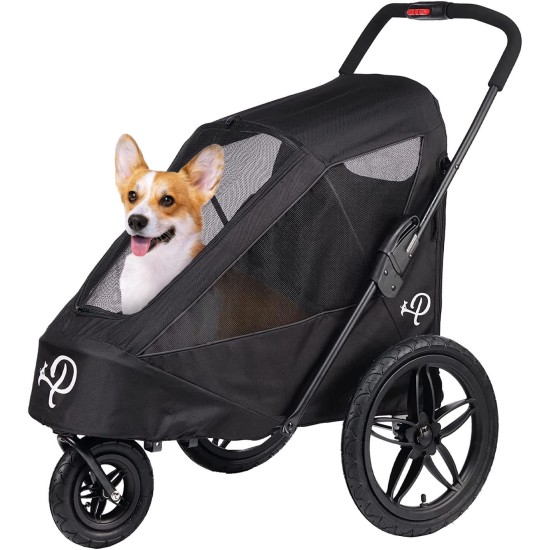 Petique Breeze Large Dog Buggy, Convertible Bicycle Trailer for Dogs with Pneumatic Tyres, Black Petique Breeze Large Dog Buggy, Convertible Bicycle Trailer for Dogs with Pneumatic Tyres, Black