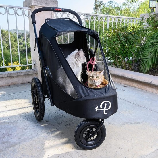 Petique Breeze Large Dog Buggy, Convertible Bicycle Trailer for Dogs with Pneumatic Tyres, Black Petique Breeze Large Dog Buggy, Convertible Bicycle Trailer for Dogs with Pneumatic Tyres, Black