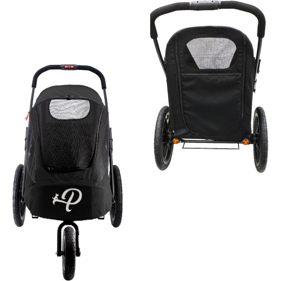 Petique Breeze Large Dog Buggy, Convertible Bicycle Trailer for Dogs with Pneumatic Tyres, Black Petique Breeze Large Dog Buggy, Convertible Bicycle Trailer for Dogs with Pneumatic Tyres, Black