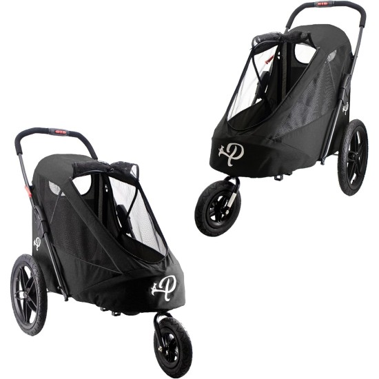 Petique Breeze Large Dog Buggy, Convertible Bicycle Trailer for Dogs with Pneumatic Tyres, Black Petique Breeze Large Dog Buggy, Convertible Bicycle Trailer for Dogs with Pneumatic Tyres, Black