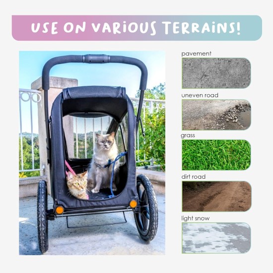 Petique Breeze Large Dog Buggy, Convertible Bicycle Trailer for Dogs with Pneumatic Tyres, Black Petique Breeze Large Dog Buggy, Convertible Bicycle Trailer for Dogs with Pneumatic Tyres, Black