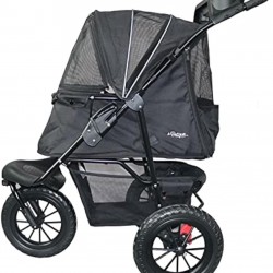 Petique Chinook Black | Luxury Dog Stroller | Front and Rear Wheels (30 cm) Made of EVA for Added Comfort Reflective Tape For Pets up to 23 kg Petique Chinook Black | Luxury Dog Stroller | Front and Rear Wheels (30 cm) Made of EVA for Added Comfort Reflective Tape For Pets up to 23 kg