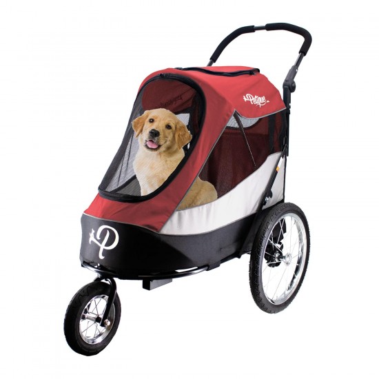Petique Trailblazer Jogger Dog Stroller for Medium Dogs & Cats - Air-Filled Tyres, 3 Leads, Peek-a-Boo Window, Foldable, Large Storage Space - Blue Pet Trolley Petique Trailblazer Jogger Dog Stroller for Medium Dogs & Cats - Air-Filled Tyres, 3 Leads, Peek-a-Boo Window, Foldable, Large Storage Space - Blue Pet Trolley