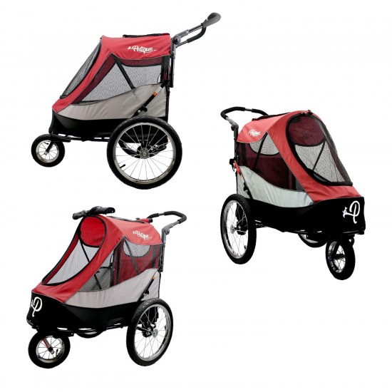 Petique Trailblazer Jogger Dog Stroller for Medium Dogs & Cats - Air-Filled Tyres, 3 Leads, Peek-a-Boo Window, Foldable, Large Storage Space - Blue Pet Trolley Petique Trailblazer Jogger Dog Stroller for Medium Dogs & Cats - Air-Filled Tyres, 3 Leads, Peek-a-Boo Window, Foldable, Large Storage Space - Blue Pet Trolley