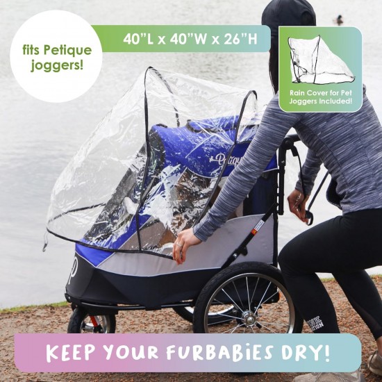Petique Trailblazer Jogger Dog Stroller for Medium Dogs & Cats - Air-Filled Tyres, 3 Leads, Peek-a-Boo Window, Foldable, Large Storage Space - Blue Pet Trolley Petique Trailblazer Jogger Dog Stroller for Medium Dogs & Cats - Air-Filled Tyres, 3 Leads, Peek-a-Boo Window, Foldable, Large Storage Space - Blue Pet Trolley