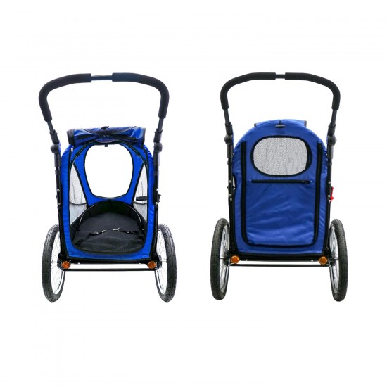 Petique Trailblazer Jogger Dog Stroller for Medium Dogs & Cats - Air-Filled Tyres, 3 Leads, Peek-a-Boo Window, Foldable, Large Storage Space - Blue Pet Trolley Petique Trailblazer Jogger Dog Stroller for Medium Dogs & Cats - Air-Filled Tyres, 3 Leads, Peek-a-Boo Window, Foldable, Large Storage Space - Blue Pet Trolley