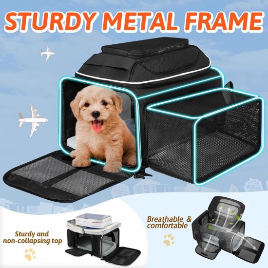Petskd Expandable Pet Carrier Top & Side Carrier 17" x 11" x 9.6" Southwest Alaska Airline Approved Soft Carrier for Small Dogs and Cats Holds 1-10 lbs Petskd Expandable Pet Carrier Top & Side Carrier 17" x 11" x 9.6" Southwest Alaska Airline Approved Soft Carrier for Small Dogs and Cats Holds 1-10 lbs