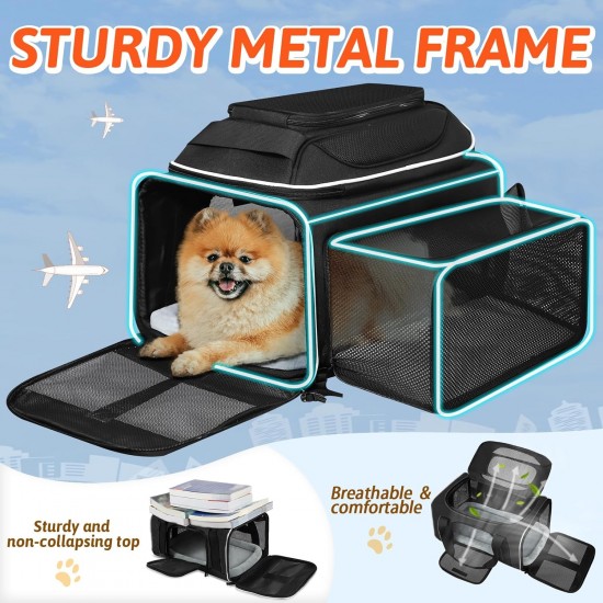 Petskd Expandable Pet Carrier Top & Side Carrier 17" x 11" x 9.6" Southwest Alaska Airline Approved Soft Carrier for Small Dogs and Cats Holds 1-10 lbs Petskd Expandable Pet Carrier Top & Side Carrier 17" x 11" x 9.6" Southwest Alaska Airline Approved Soft Carrier for Small Dogs and Cats Holds 1-10 lbs