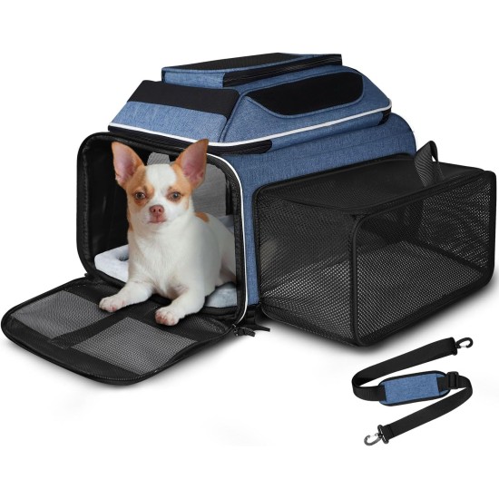 Petskd Expandable Pet Carrier Top & Side Carrier 17" x 13" x 9.5" Southwest Airline Approved Soft Side Carrier for Small Cats and Dogs with Lockable Petskd Expandable Pet Carrier Top & Side Carrier 17" x 13" x 9.5" Southwest Airline Approved Soft Side Carrier for Small Cats and Dogs with Lockable