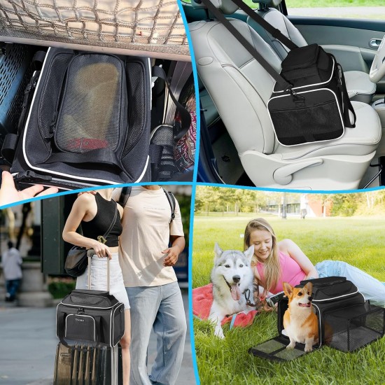 Petskd Expandable Pet Carrier Top & Side Carrier 17" x 13" x 9.5" Southwest Airline Approved Soft Side Carrier for Small Cats and Dogs with Lockable Petskd Expandable Pet Carrier Top & Side Carrier 17" x 13" x 9.5" Southwest Airline Approved Soft Side Carrier for Small Cats and Dogs with Lockable