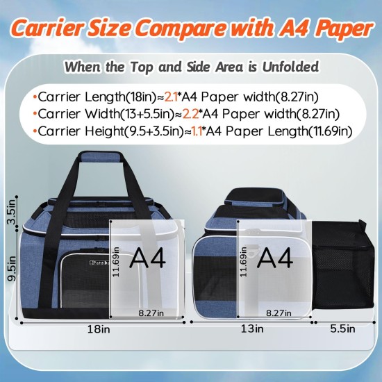 Petskd Expandable Pet Carrier Top & Side Carrier 17" x 13" x 9.5" Southwest Airline Approved Soft Side Carrier for Small Cats and Dogs with Lockable Petskd Expandable Pet Carrier Top & Side Carrier 17" x 13" x 9.5" Southwest Airline Approved Soft Side Carrier for Small Cats and Dogs with Lockable