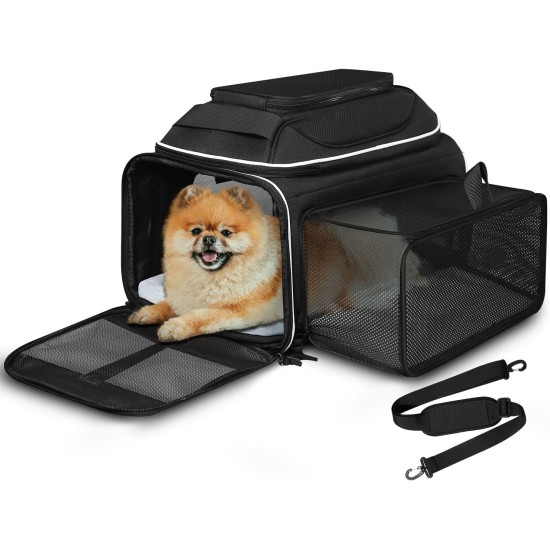 Petskd Expandable Pet Carrier Top & Side Carrier 17" x 13" x 9.5" Southwest Airline Approved Soft Side Carrier for Small Cats and Dogs with Lockable Petskd Expandable Pet Carrier Top & Side Carrier 17" x 13" x 9.5" Southwest Airline Approved Soft Side Carrier for Small Cats and Dogs with Lockable