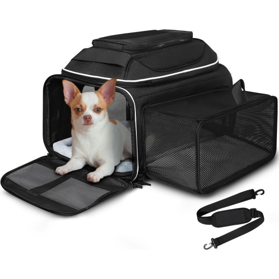 Petskd Expandable Pet Carrier Top & Side Carrier 17" x 13" x 9.5" Southwest Airline Approved Soft Side Carrier for Small Cats and Dogs with Lockable Petskd Expandable Pet Carrier Top & Side Carrier 17" x 13" x 9.5" Southwest Airline Approved Soft Side Carrier for Small Cats and Dogs with Lockable
