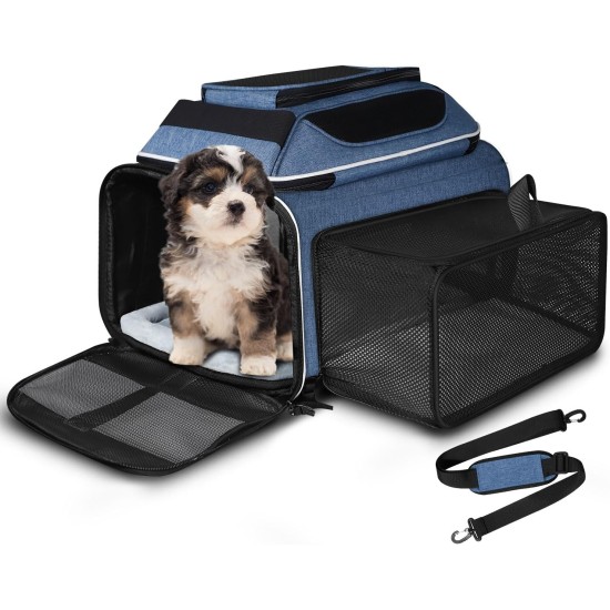 Petskd Expandable Pet Carrier Top & Side Carrier 17" x 13" x 9.5" Southwest Airline Approved Soft Side Carrier for Small Cats and Dogs with Lockable Petskd Expandable Pet Carrier Top & Side Carrier 17" x 13" x 9.5" Southwest Airline Approved Soft Side Carrier for Small Cats and Dogs with Lockable