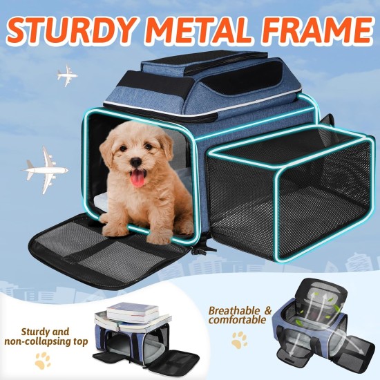 Petskd Expandable Pet Carrier Top & Side Carrier 17" x 13" x 9.5" Southwest Airline Approved Soft Side Carrier for Small Cats and Dogs with Lockable Petskd Expandable Pet Carrier Top & Side Carrier 17" x 13" x 9.5" Southwest Airline Approved Soft Side Carrier for Small Cats and Dogs with Lockable