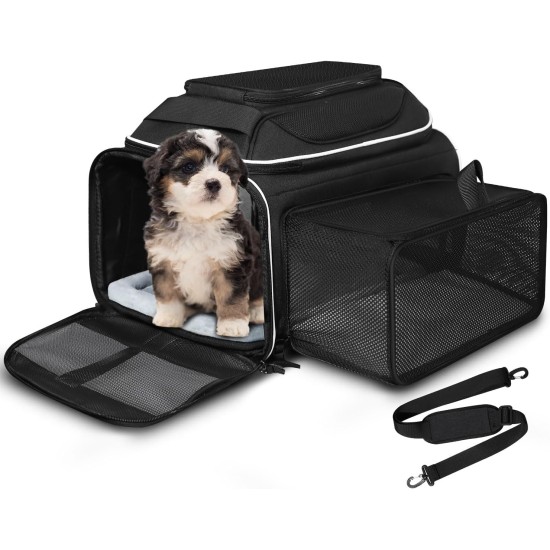 Petskd Expandable Pet Carrier Top & Side Carrier 17" x 13" x 9.5" Southwest Airline Approved Soft Side Carrier for Small Cats and Dogs with Lockable Petskd Expandable Pet Carrier Top & Side Carrier 17" x 13" x 9.5" Southwest Airline Approved Soft Side Carrier for Small Cats and Dogs with Lockable