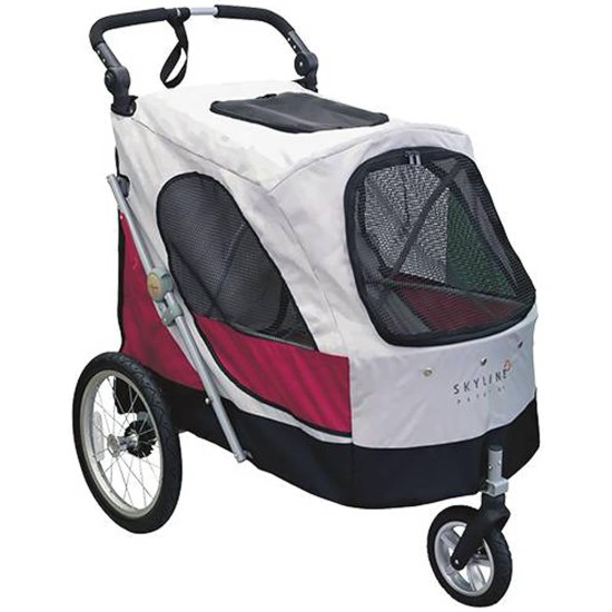 Pettio Aventura-XL Pram for Dogs Under 45 kg, Grey/Red Pettio Aventura-XL Pram for Dogs Under 45 kg, Grey/Red