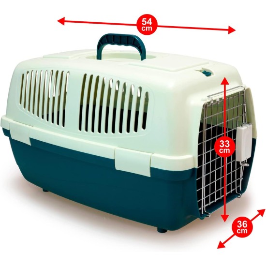 Plastic Pet Carrier 59 x 36 x 33 cm, Small or Medium Dogs and Cats, Large Rodents - Transport Box for Train and Car Plastic Pet Carrier 59 x 36 x 33 cm, Small or Medium Dogs and Cats, Large Rodents - Transport Box for Train and Car