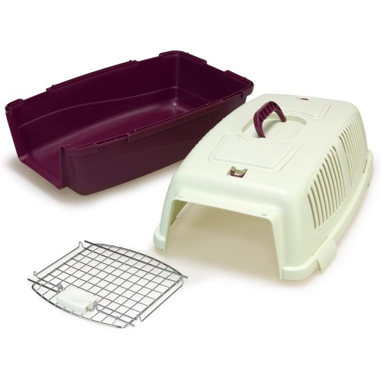 Plastic Pet Carrier 59 x 36 x 33 cm, Small or Medium Dogs and Cats, Large Rodents - Transport Box for Train and Car Plastic Pet Carrier 59 x 36 x 33 cm, Small or Medium Dogs and Cats, Large Rodents - Transport Box for Train and Car