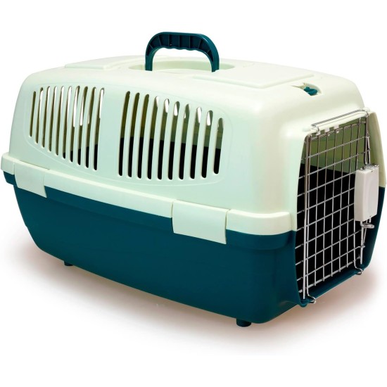 Plastic Pet Carrier 59 x 36 x 33 cm, Small or Medium Dogs and Cats, Large Rodents - Transport Box for Train and Car Plastic Pet Carrier 59 x 36 x 33 cm, Small or Medium Dogs and Cats, Large Rodents - Transport Box for Train and Car