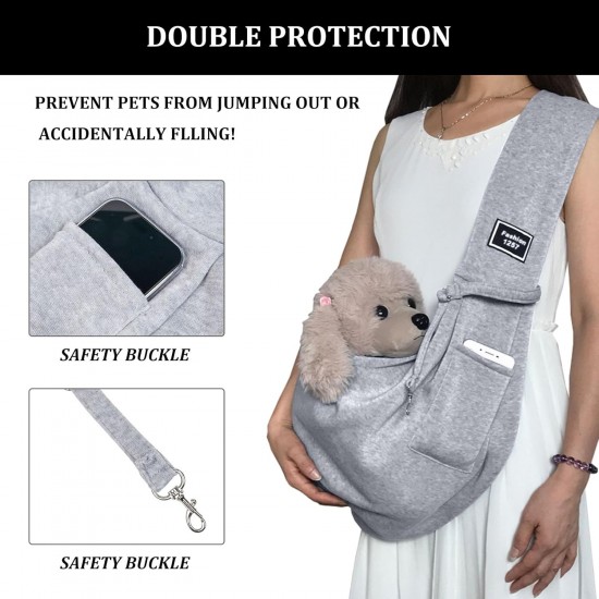RZMZBY Dog Carrier Bag, Adjustable Pet Sling for Dogs and Other Pets, Adjustable, Breathable, Sling Dog Grey RZMZBY Dog Carrier Bag, Adjustable Pet Sling for Dogs and Other Pets, Adjustable, Breathable, Sling Dog Grey